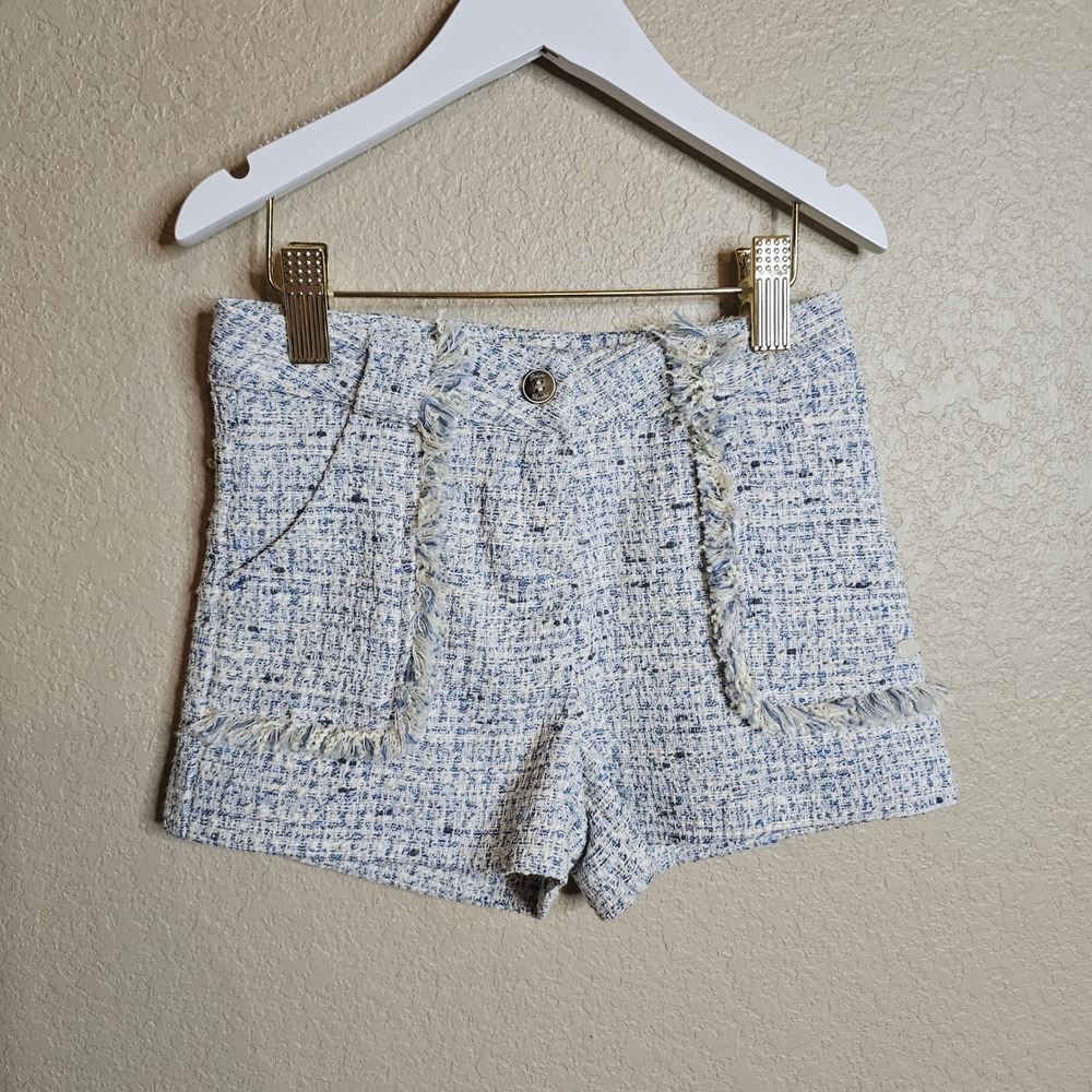 Tartine et Chocolat Girls Blue White Tweed Shorts Size 5T Adjustable Waist
